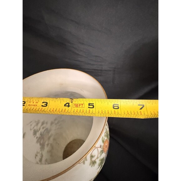 Norleans Satin White Glass Vase 12" Hand Painted Floral Vines & Gold Trim Italy - Picture 4 of 7